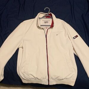 Tommy Hilfiger Men's White Windbreaker with Red Accents
